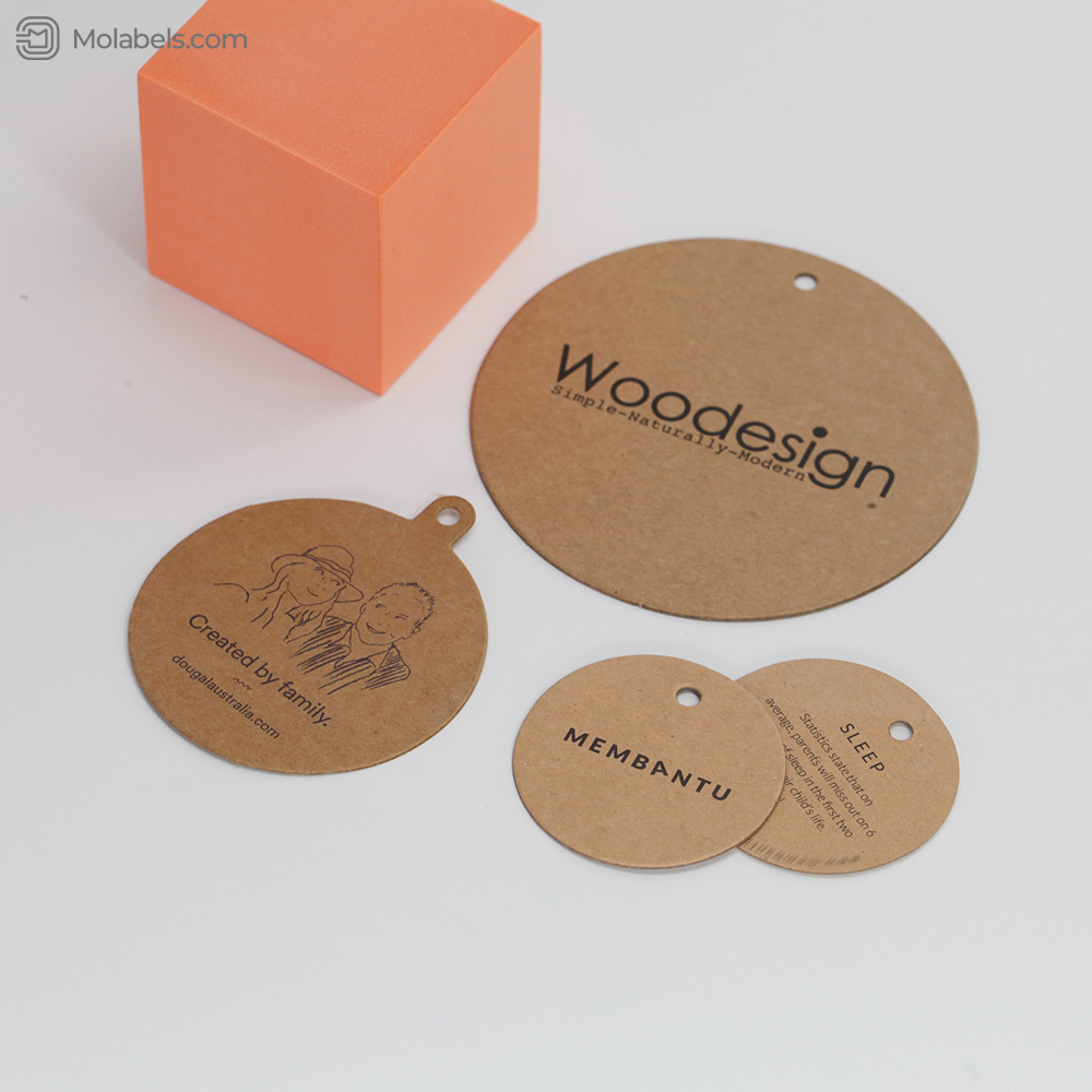 Fast printing round hang tags Kraft paper