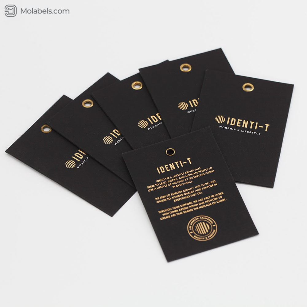 Super black cardboard gold foil logo hang tag