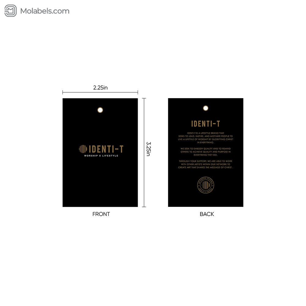 Super black cardboard gold foil logo hang tag