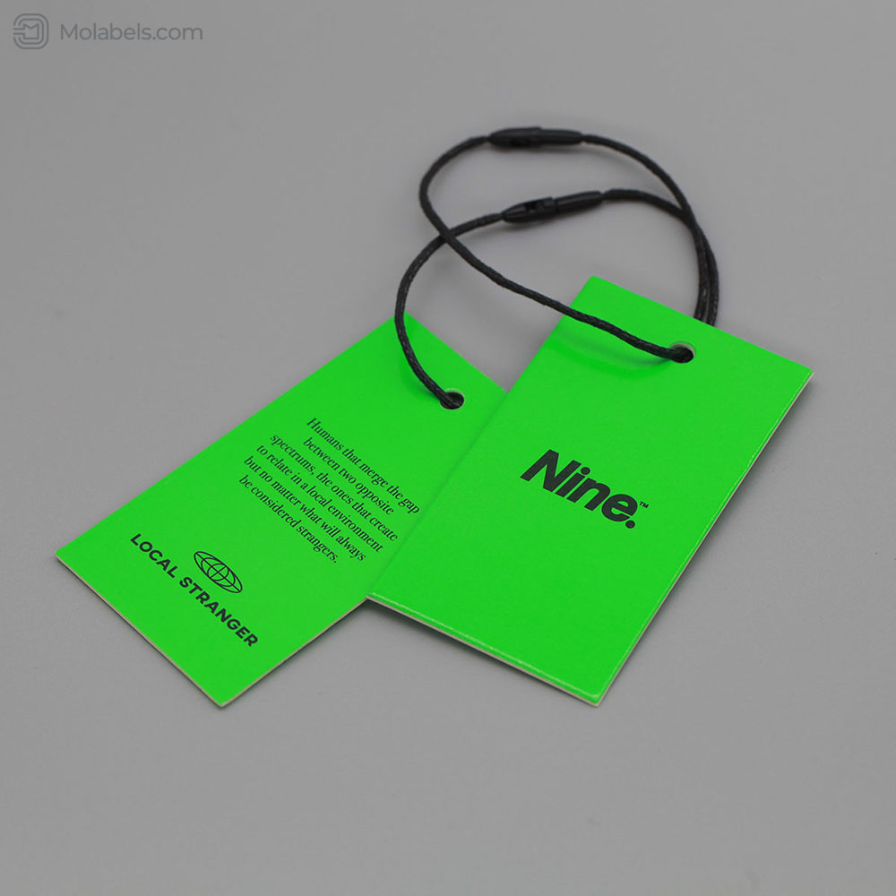 Fluorescence green hang tags for sale