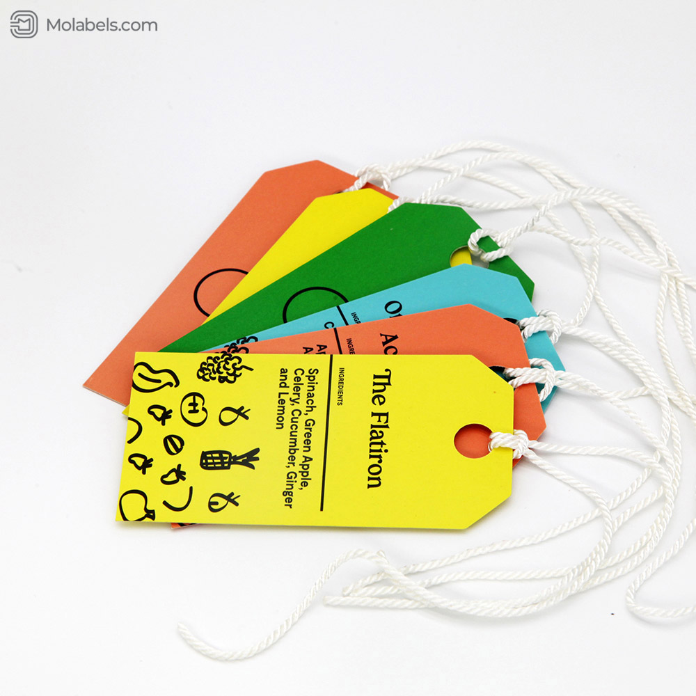 Die cut hang tags printing different versions and colors