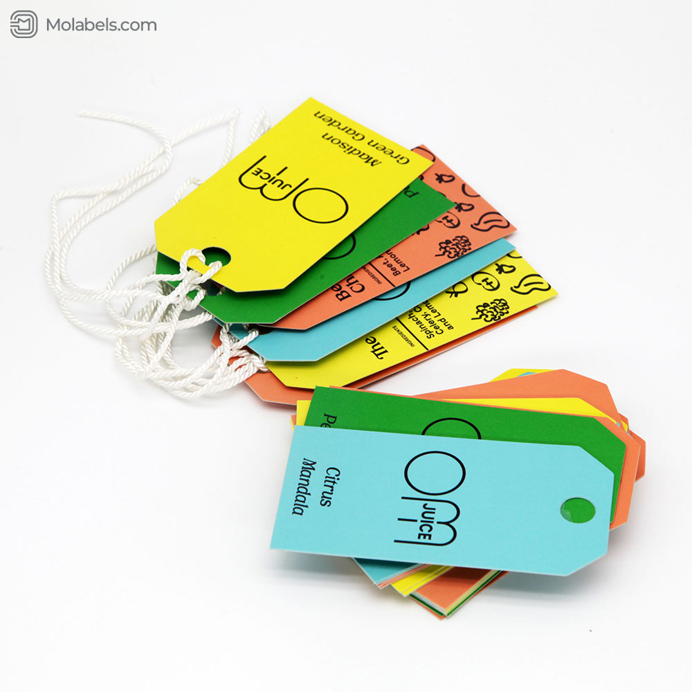 Die cut hang tags printing different versions and colors