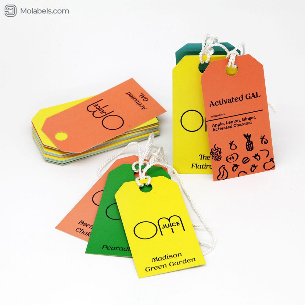 Die cut hang tags printing different versions and colors