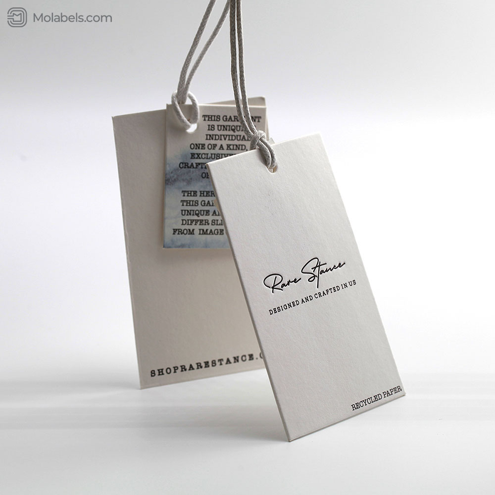 Thick plain white cardboard hang tag