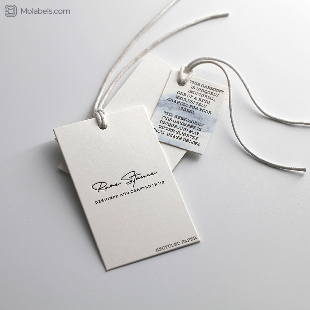 Thick plain white cardboard hang tag