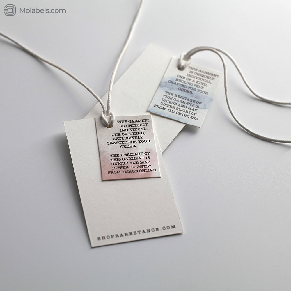 Thick plain white cardboard hang tag