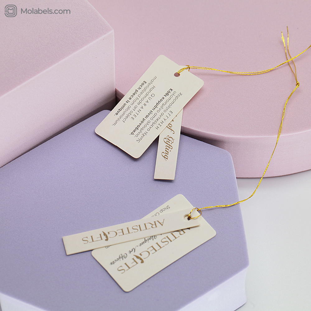 Custom gift hang tags off white