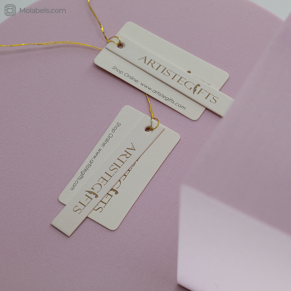 Custom gift hang tags off white