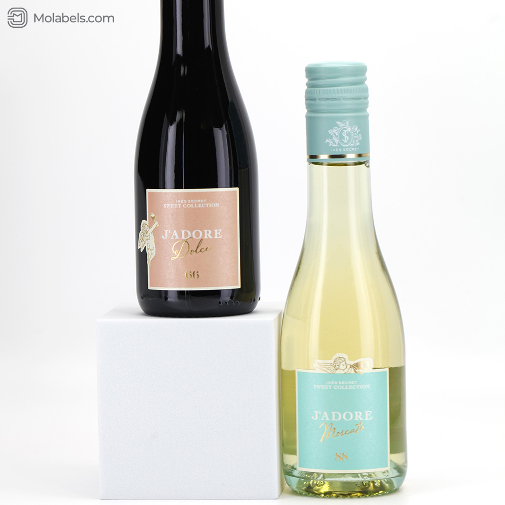 Custom wine bottle sticker labels with golden logo