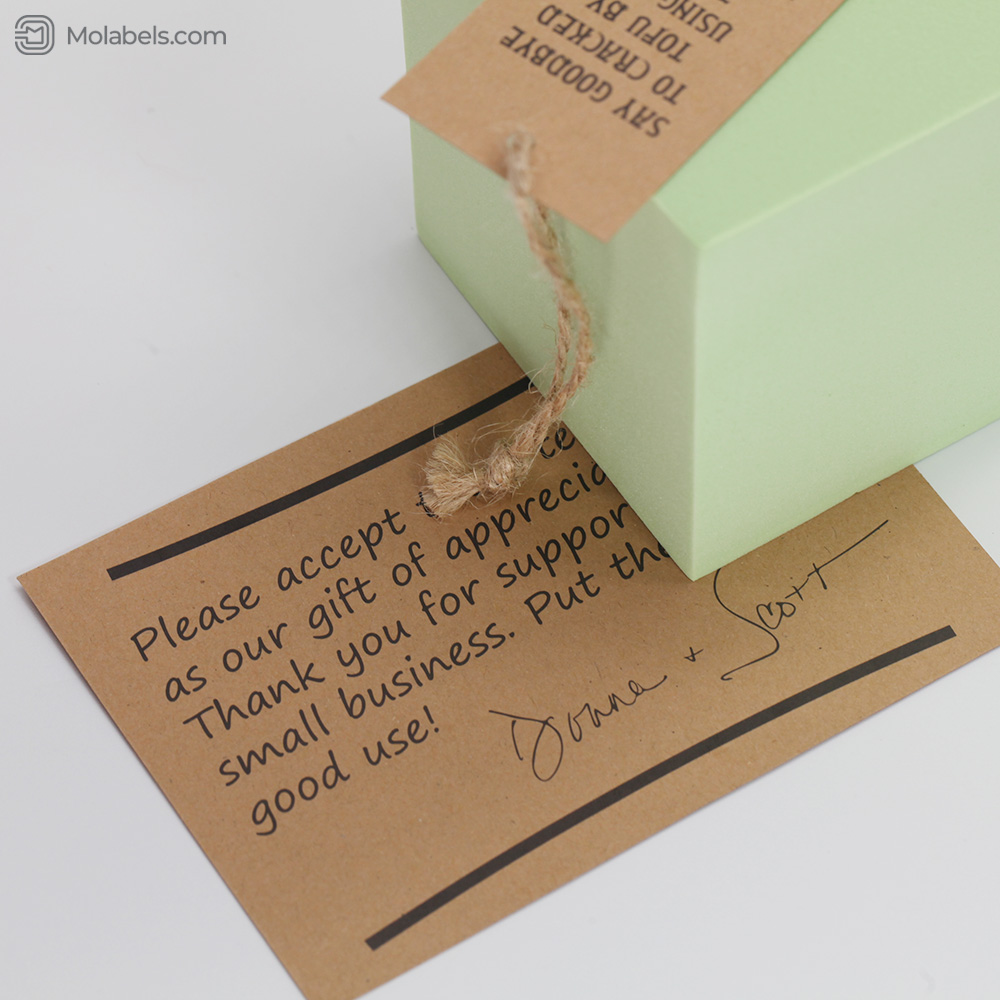 Kraft paper thank you notes and card with name