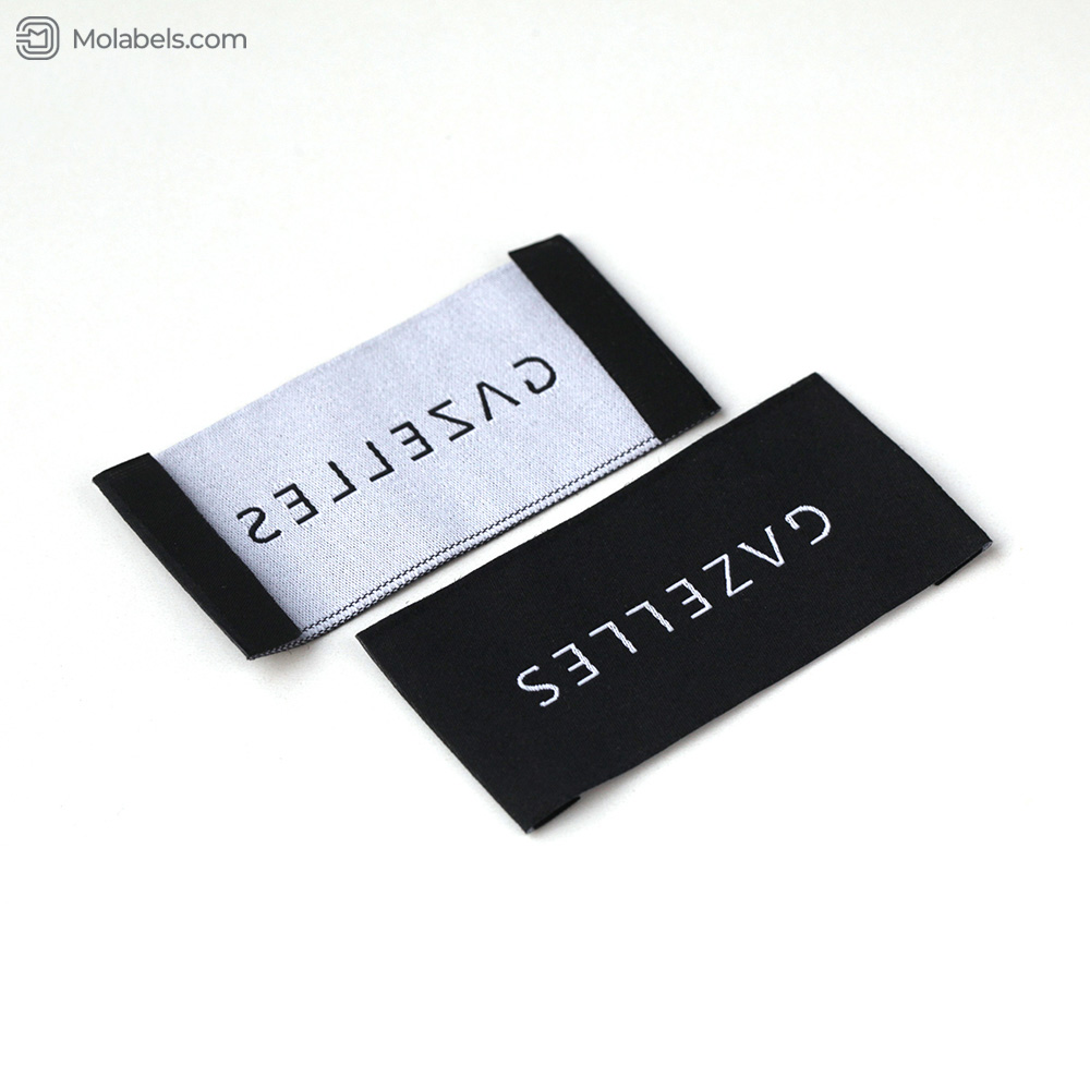 Black woven size labels for clothing