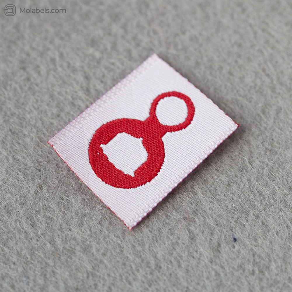 Small red clothing woven label tags