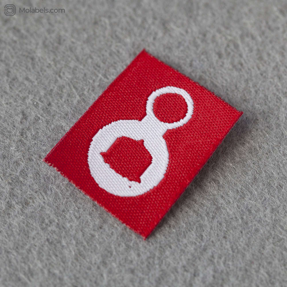 Small red clothing woven label tags