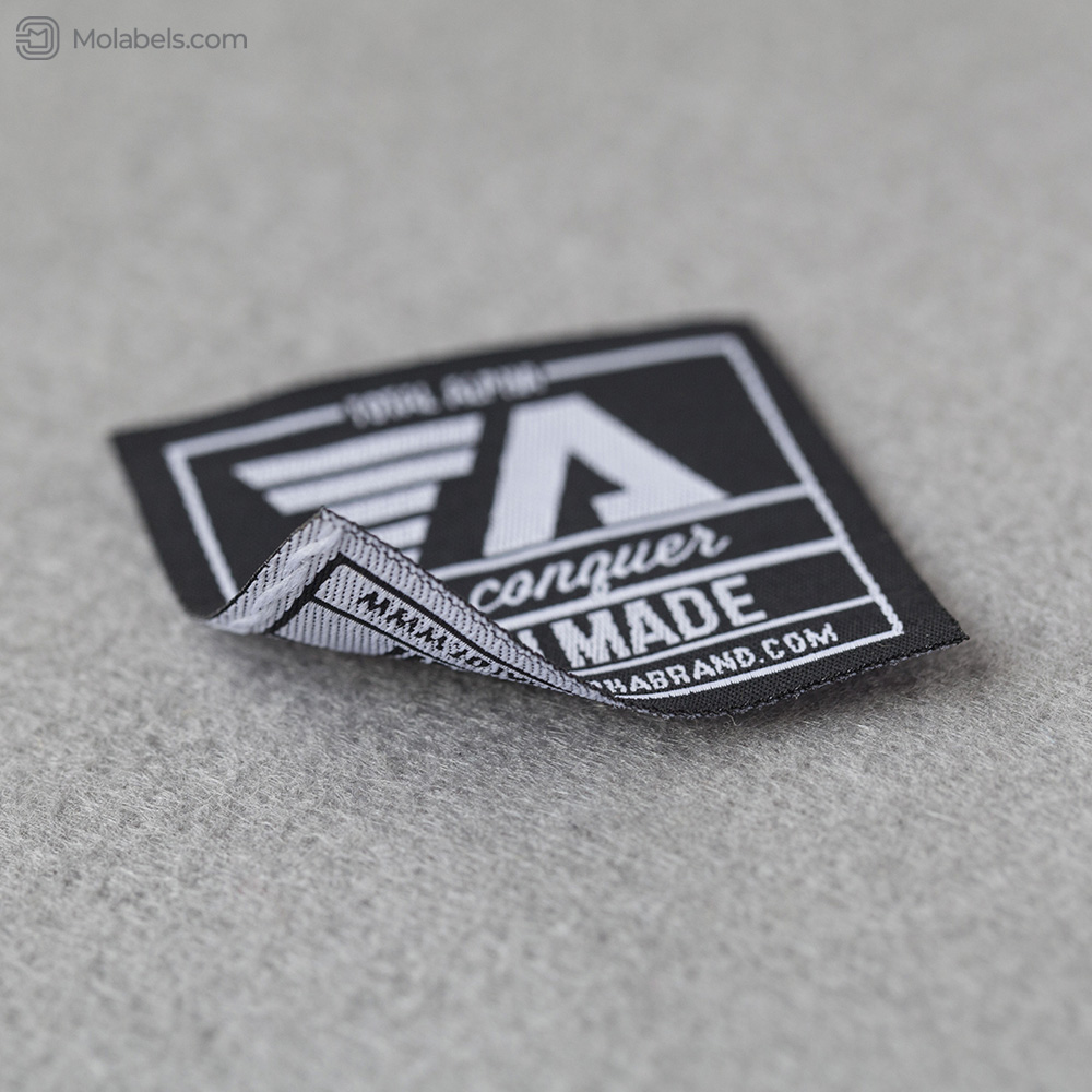 Straight cut woven label and brand tag