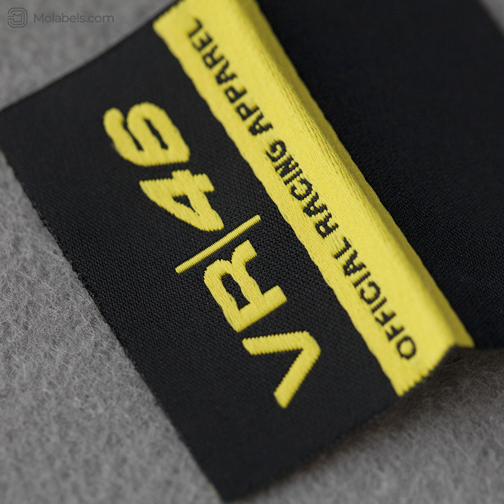 Custom mitre fold woven garment labels