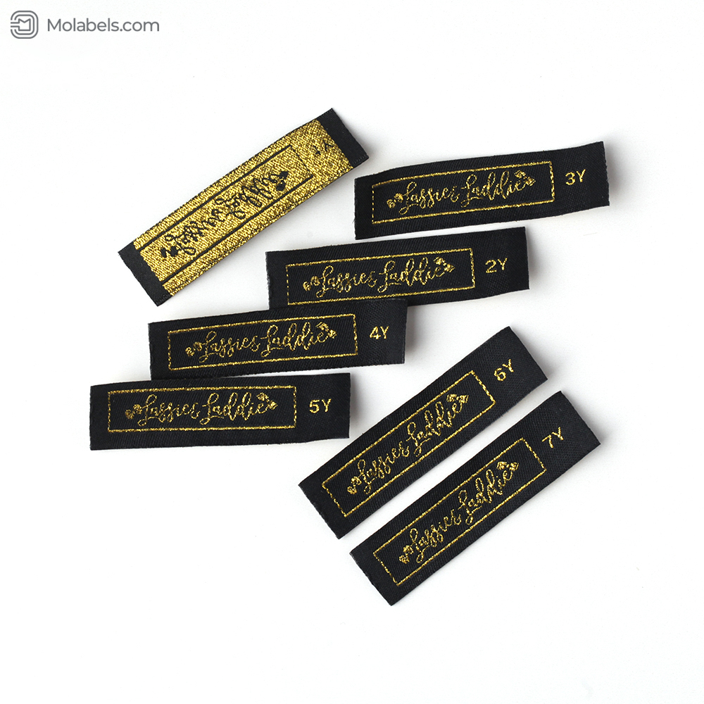 Golden embroidered custom size labels for clothing