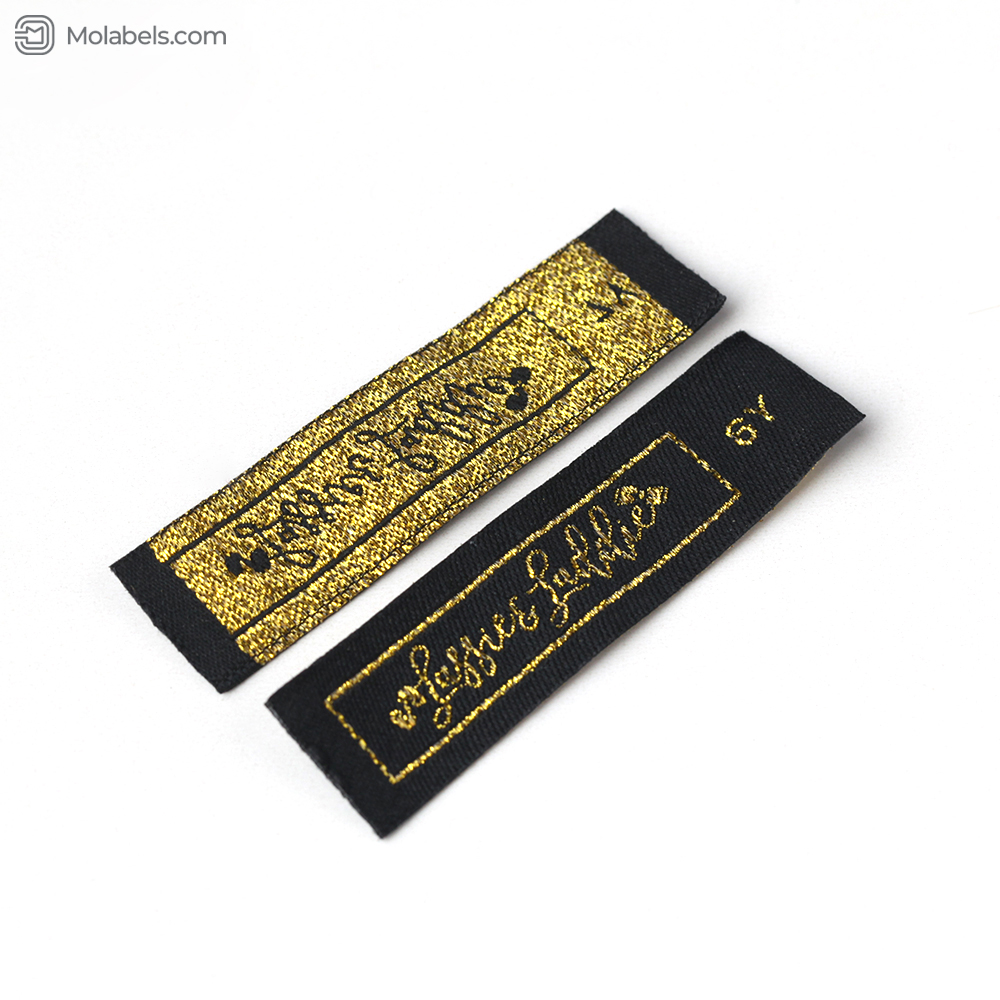 Golden embroidered custom size labels for clothing