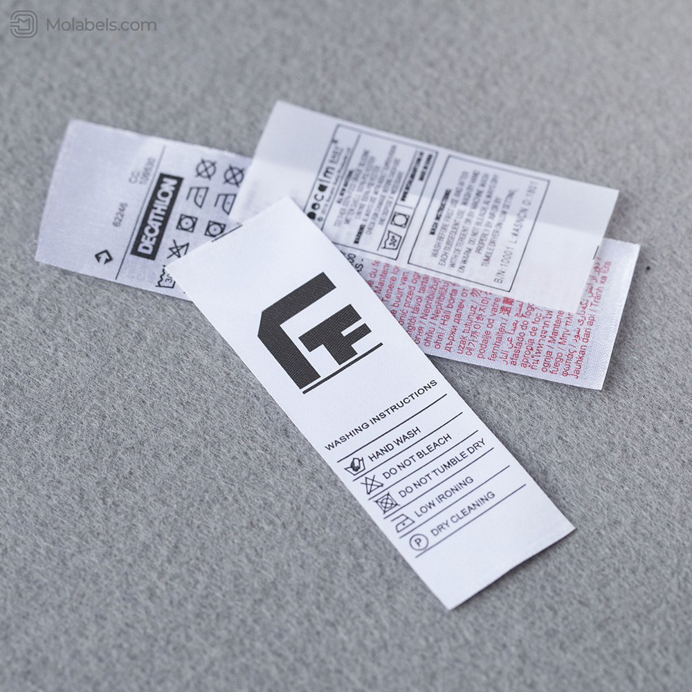 Custom printed care labels for clothing