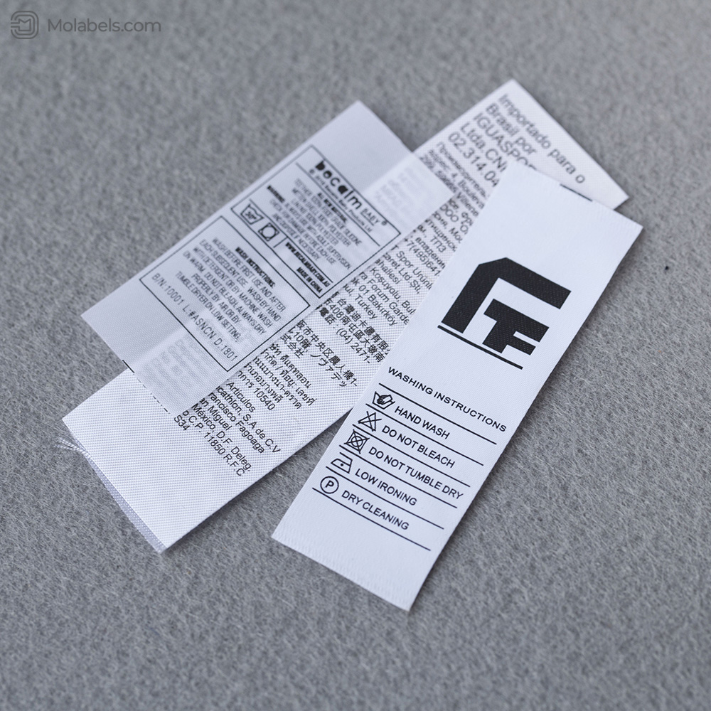 Custom printed care labels for clothing