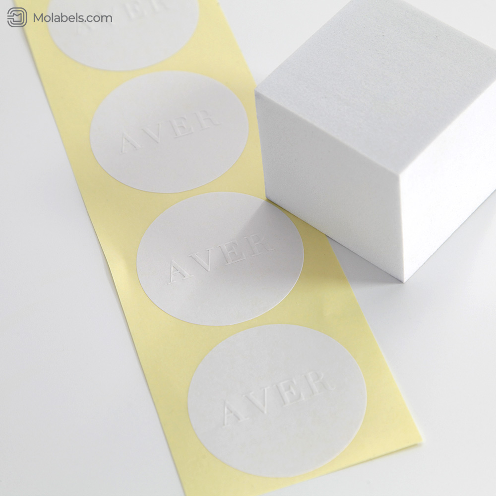 Custom plain white embossed stickers