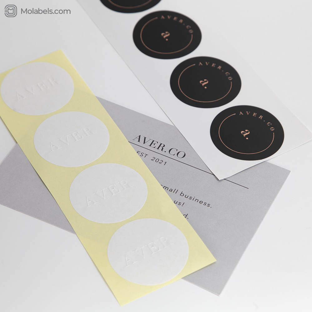 Custom plain white embossed stickers