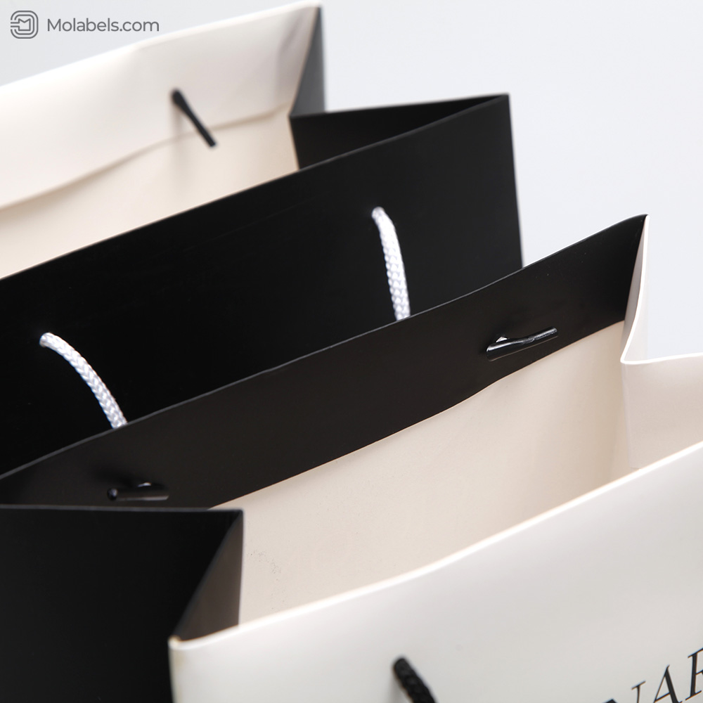 Small black paper bags with handles